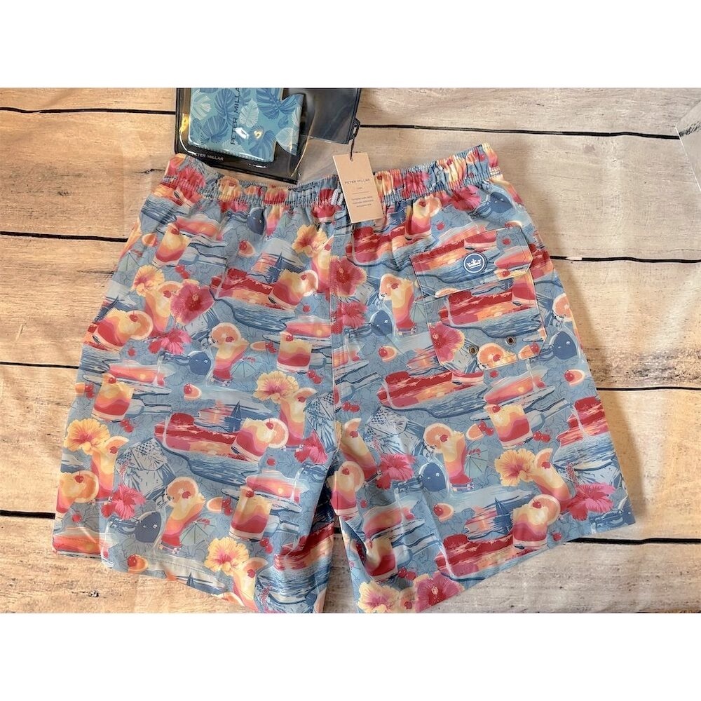 Peter Millar Men's M Tropical Swim Shorts Tequila Sunrise trunks summer - Picture 2 of 7